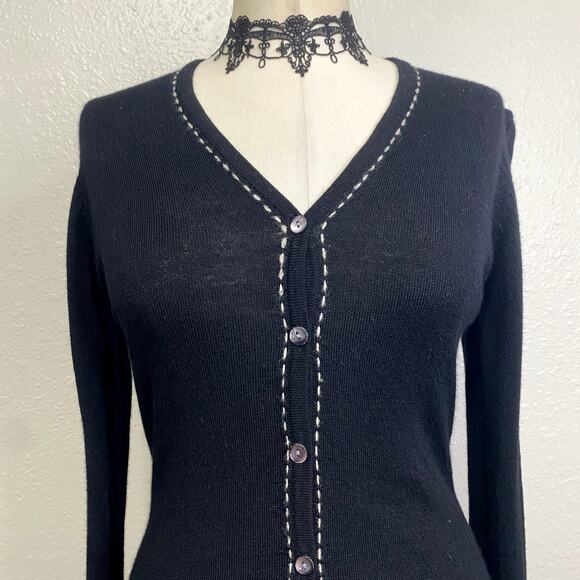 Karen Kane Merino Wool Gothic Emo Coquette Fitted GrungeCardigan Sweater- READ - Picture 4 of 15